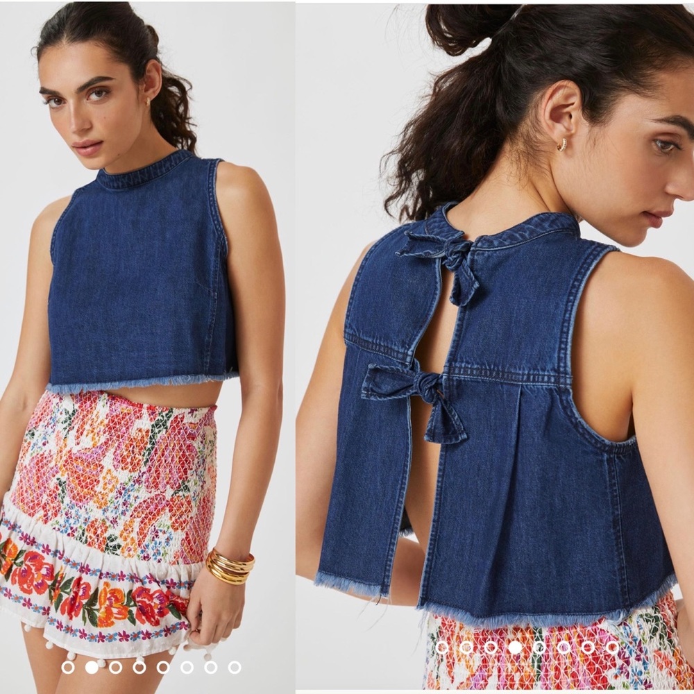 Anthropologie Pilcro Sleeveless Denim Cropped Tank